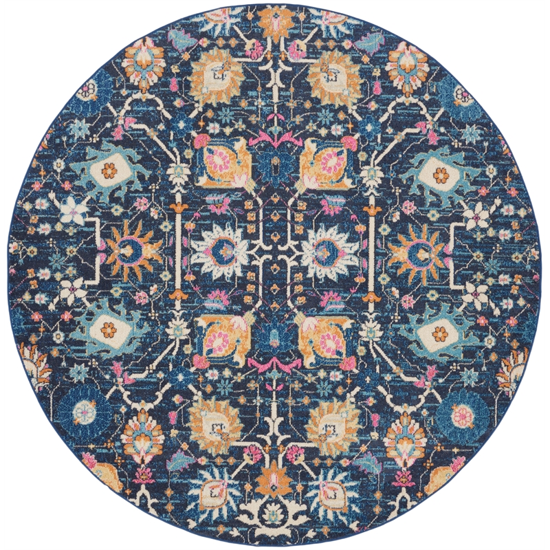 Nourison Passion 8' x Round Navy Fabric Bohemian Area Rug (8' Round)