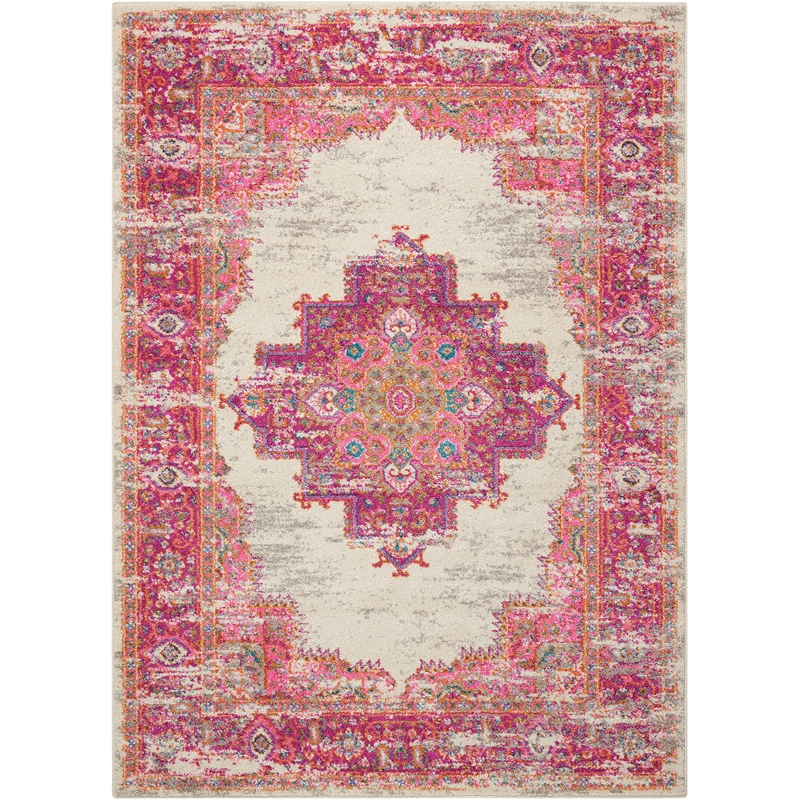 Nourison Passion 5' x 7' Pink and White Fabric Bohemian Area Rug (5' x 7')