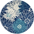 Nourison Passion 5' x Round Navy Ivory Fabric Contemporary Area Rug (5' Round)