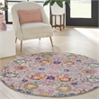 Nourison Passion 5' x Round Pink and Gray Fabric Bohemian Area Rug (5' Round)