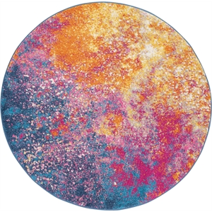 Nourison Passion 5' x Round Multicolor Fabric Modern Area Rug (5' Round)