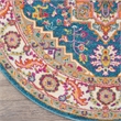 Nourison Passion 5' x Round Teal Multicolor Fabric Bohemian Area Rug (5' Round)