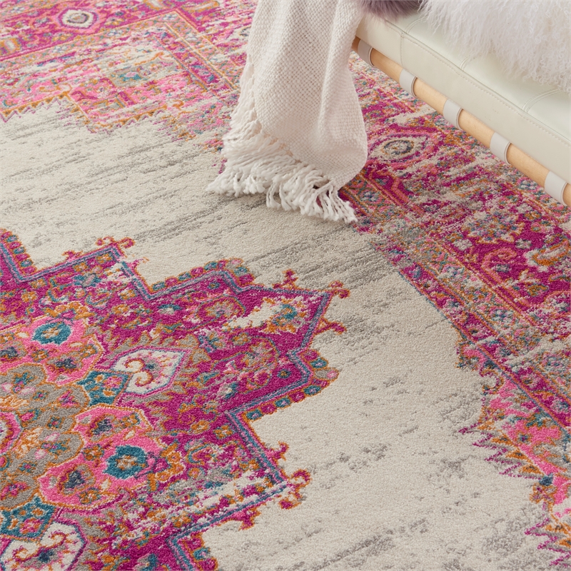Nourison Passion 8' x 10' Pink and White Fabric Bohemian Area Rug (8' x 10')
