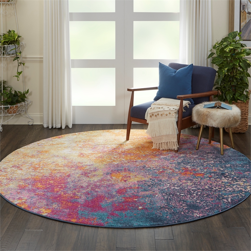 Nourison Passion 8' x Round Multicolor Fabric Modern Area Rug (8' Round)