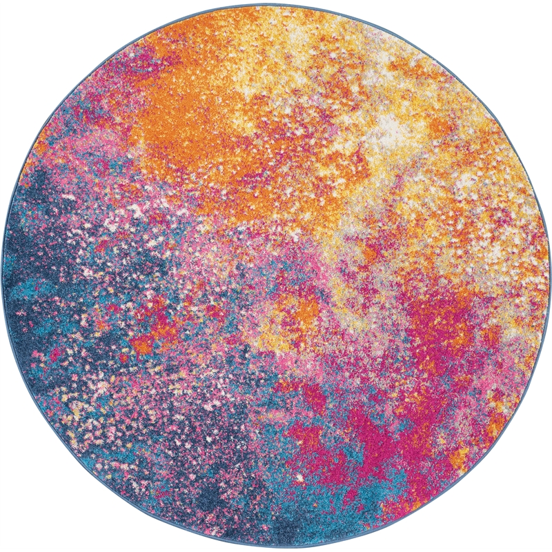 Nourison Passion 8' x Round Multicolor Fabric Modern Area Rug (8' Round)