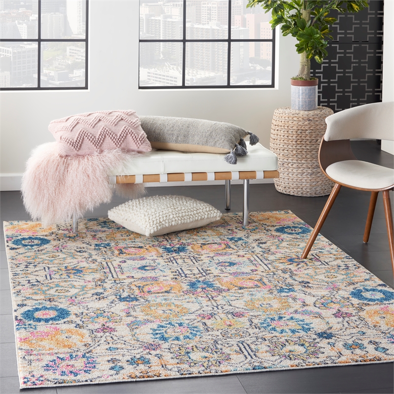 Nourison Passion 5' x 7' Ivory Multicolor Fabric Bohemian Area Rug (5' x 7')