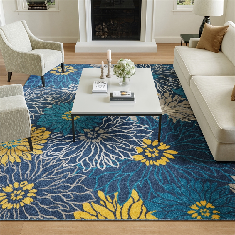 Nourison Passion 7' x 10' Blue Fabric Contemporary Area Rug (7' x 10')