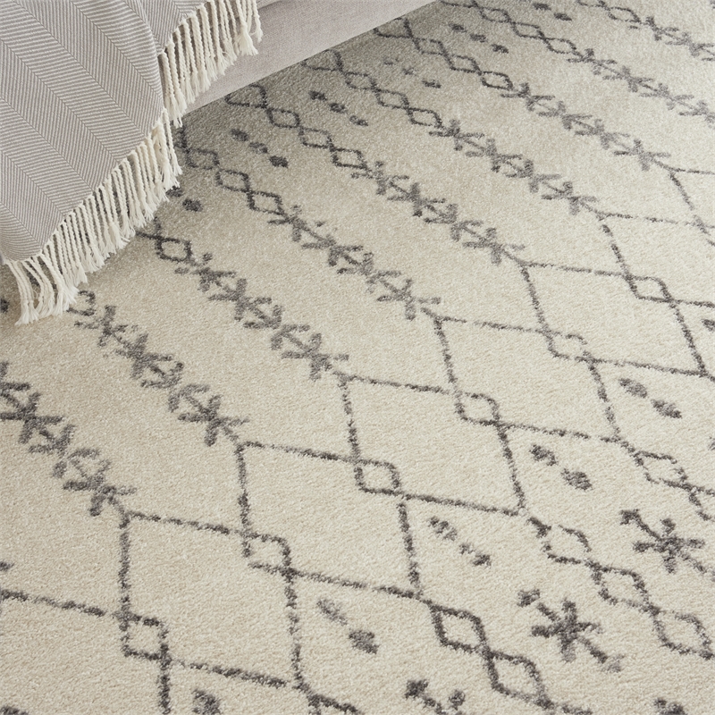 nourison passion 8' x 10' ivory/grey bohemian indoor rug polypropylene