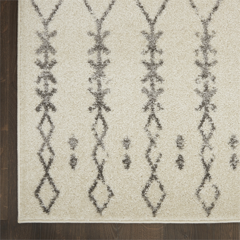 nourison passion 8' x 10' ivory/grey bohemian indoor rug polypropylene