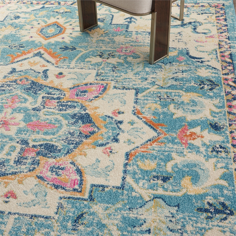 Nourison Passion 8' x 10' Ivory/Light Blue Bohemian Indoor Rug Polypropylene