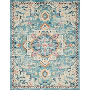 Nourison Passion 8' x 10' Ivory/Light Blue Bohemian Indoor Rug Polypropylene