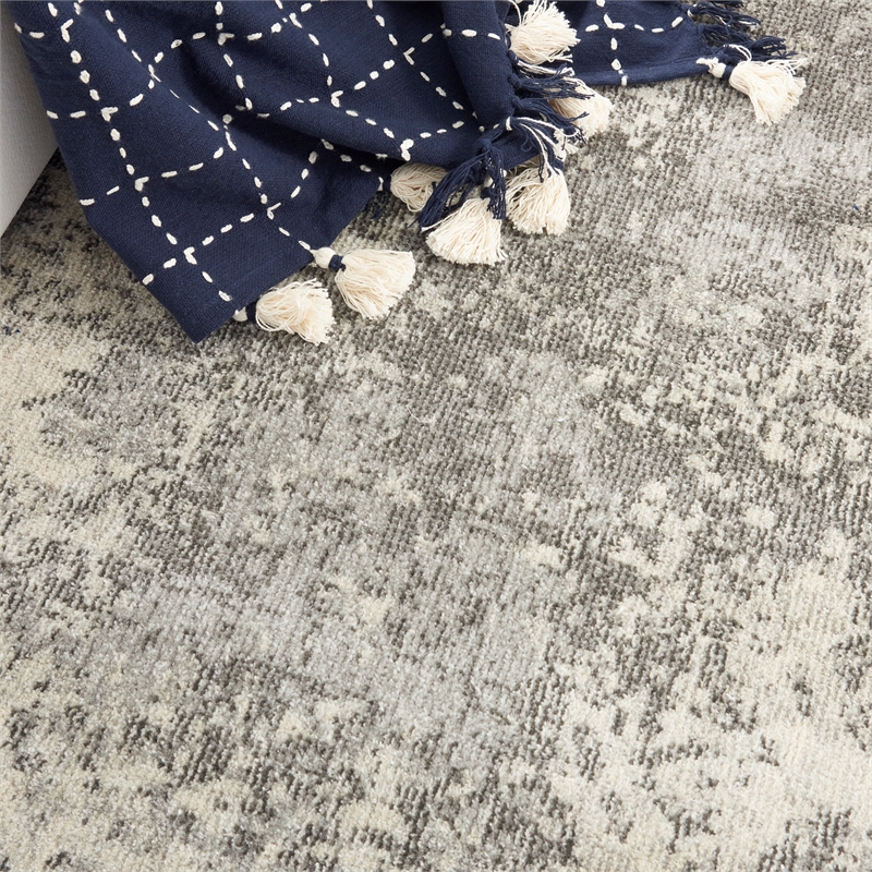 Nourison Passion 9' x 12' Charcoal Ivory Fabric Modern Area Rug (9' x 12')