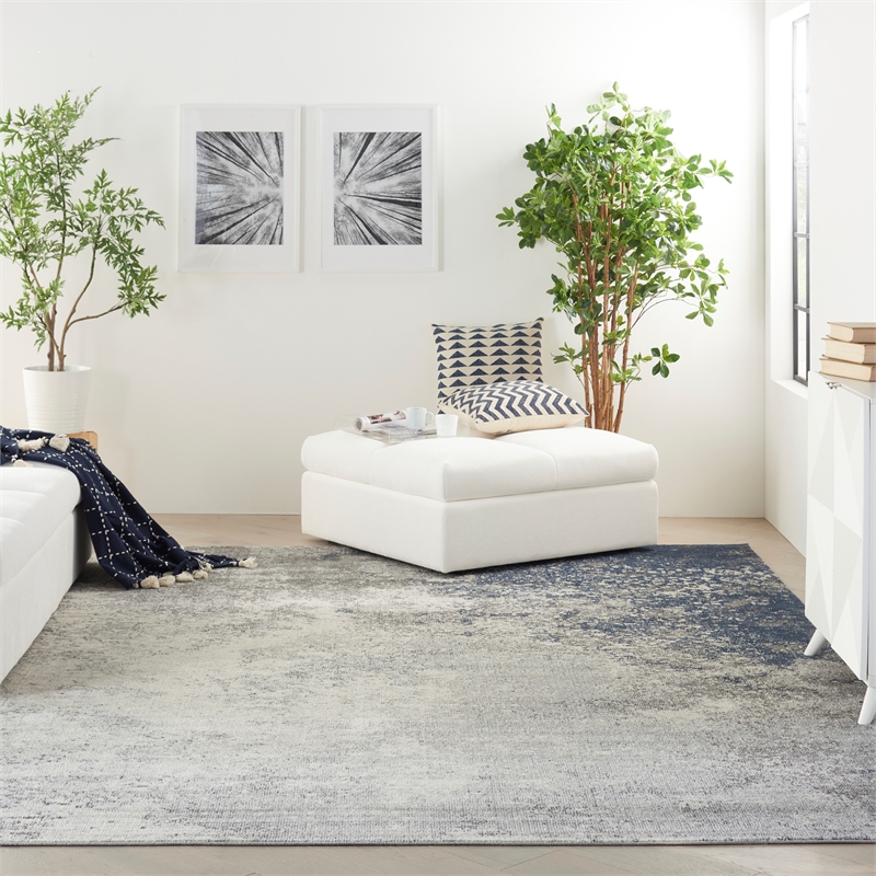 Nourison Passion 9' x 12' Charcoal Ivory Fabric Modern Area Rug (9' x 12')