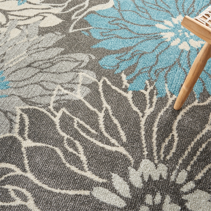Nourison Passion 9' x 12' Charcoal/Blue Contemporary Indoor Rug Polypropylene