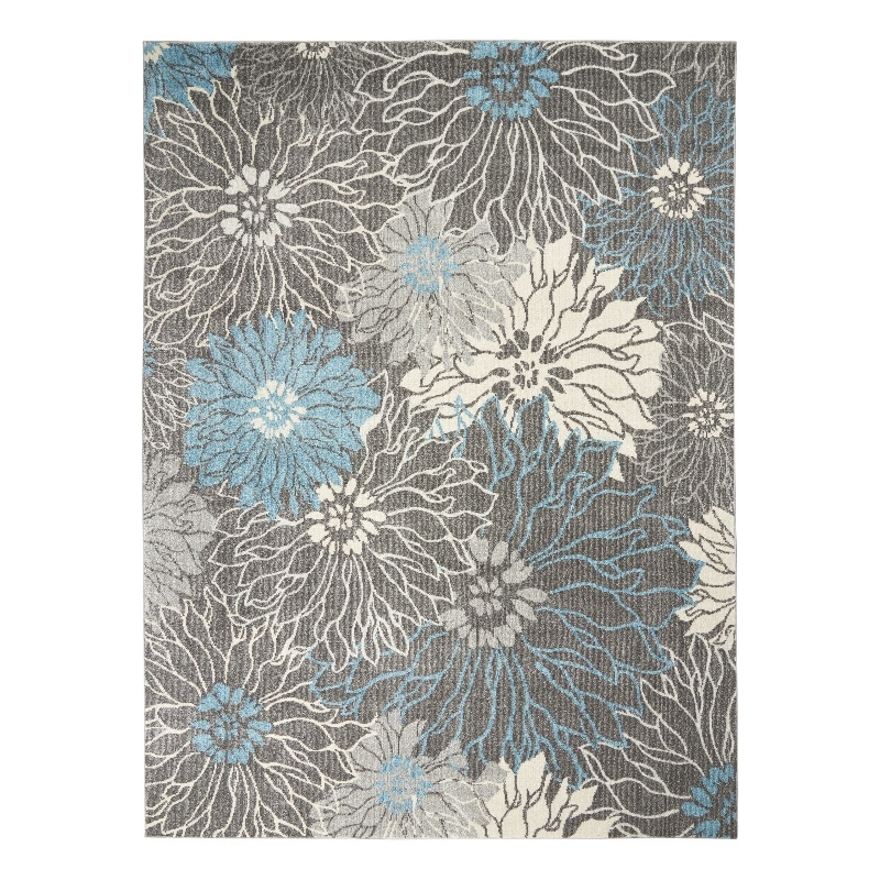 Nourison Passion 9' x 12' Charcoal/Blue Contemporary Indoor Rug Polypropylene
