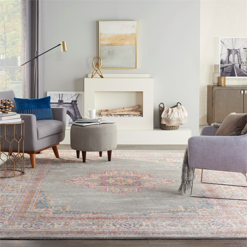 Nourison Passion 9' x 12' Gray Fabric Bohemian Area Rug (9' x 12')