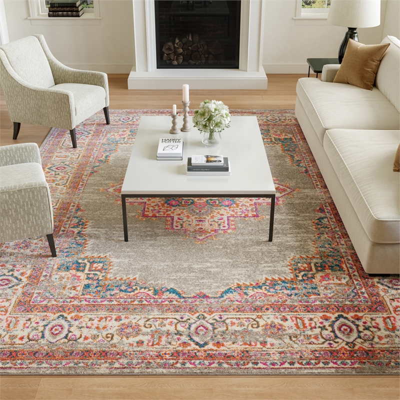 Nourison Passion 9' x 12' Gray Fabric Bohemian Area Rug (9' x 12')