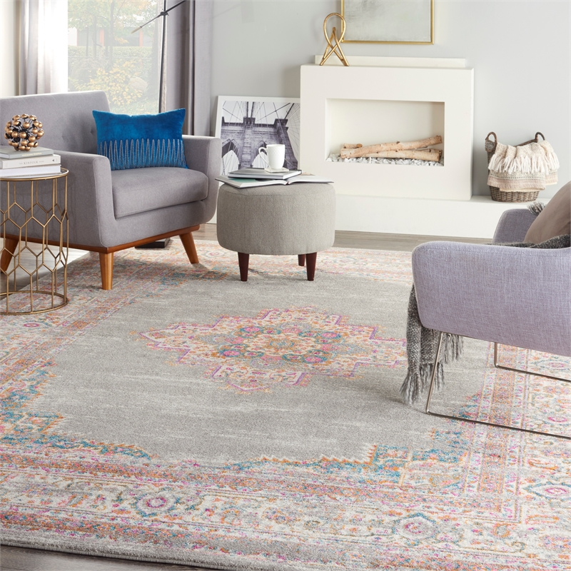 Nourison Passion 9' x 12' Gray Fabric Bohemian Area Rug (9' x 12')