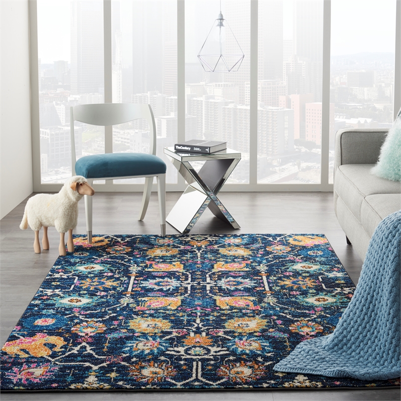 Nourison Passion 5' x 7' Navy and Blue Fabric Bohemian Area Rug (5' x 7')