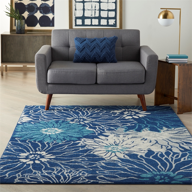 Nourison Passion 5' x 7' Navy Ivory Fabric Contemporary Area Rug (5' x 7')