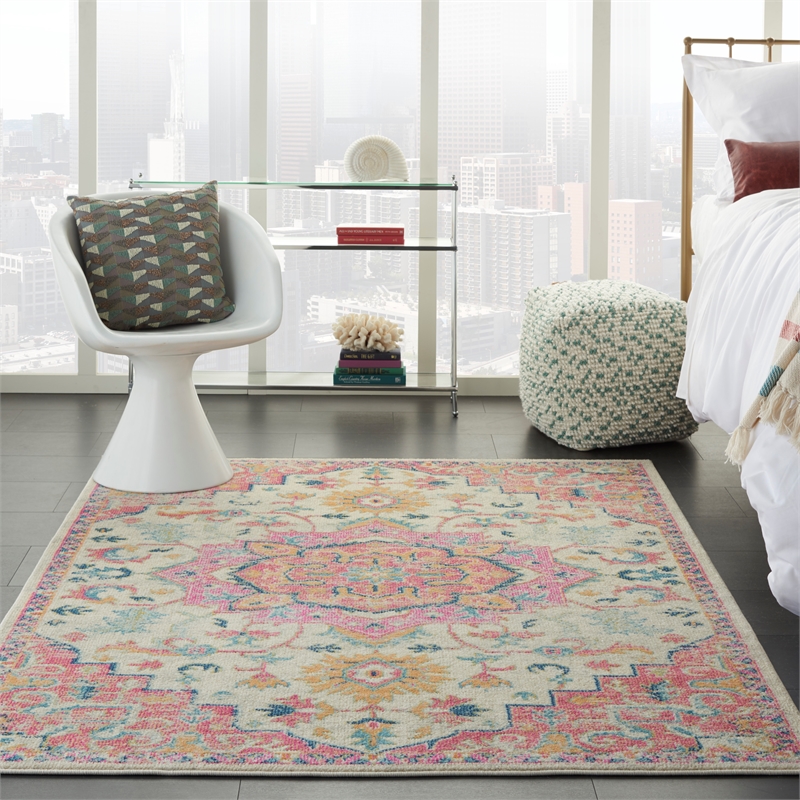 Nourison Passion 7' x 10' Ivory Pink Fabric Bohemian Area Rug (7' x 10')