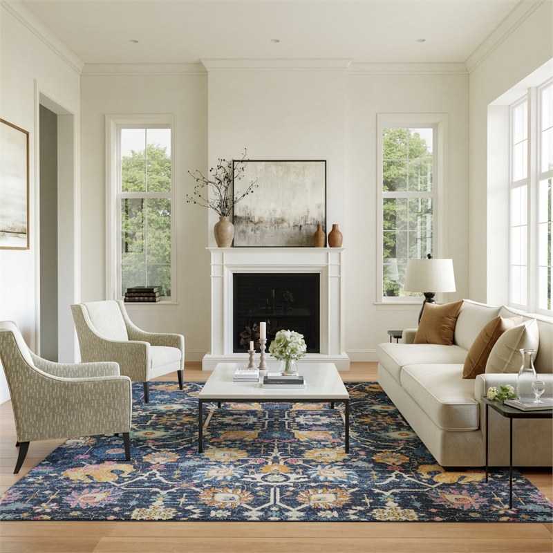 Nourison Passion 8' x 10' Navy and Blue Fabric Bohemian Area Rug (8' x 10')