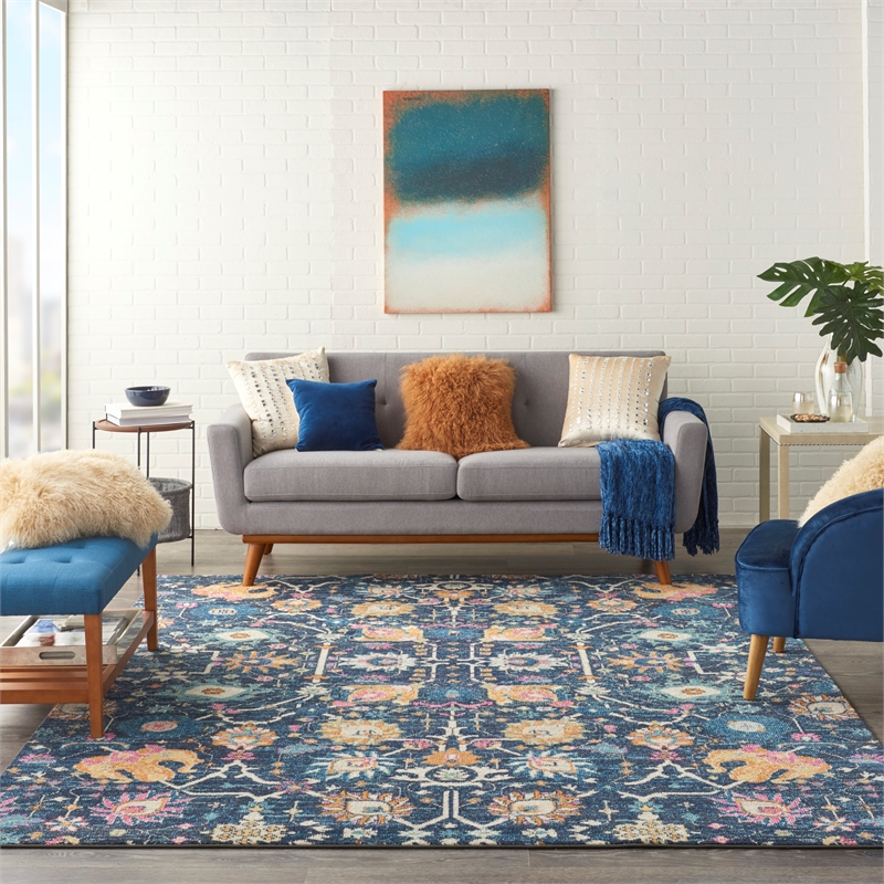 Nourison Passion 8' x 10' Navy and Blue Fabric Bohemian Area Rug (8' x 10')
