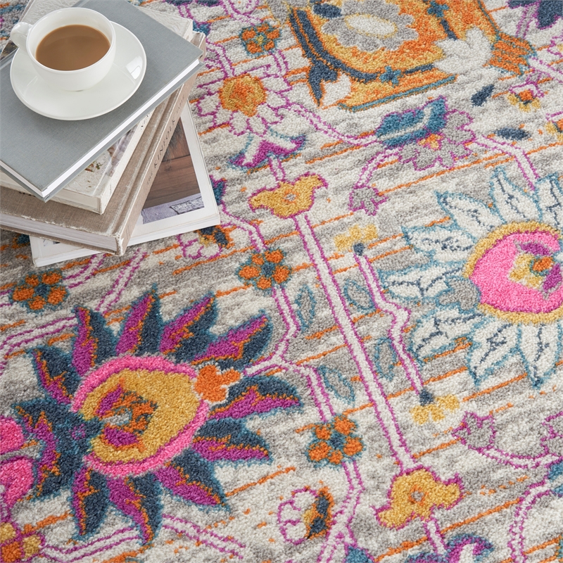 Nourison Passion 9' x 12' Pink and Silver Fabric Bohemian Area Rug (9' x 12')
