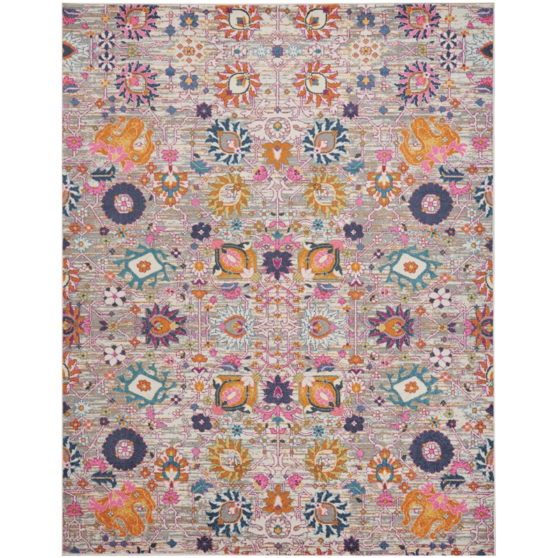 Nourison Passion 9' x 12' Pink and Silver Fabric Bohemian Area Rug (9' x 12')
