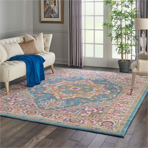 Nourison Passion 9' x 12' Teal Multicolor Fabric Bohemian Area Rug (9' x 12')
