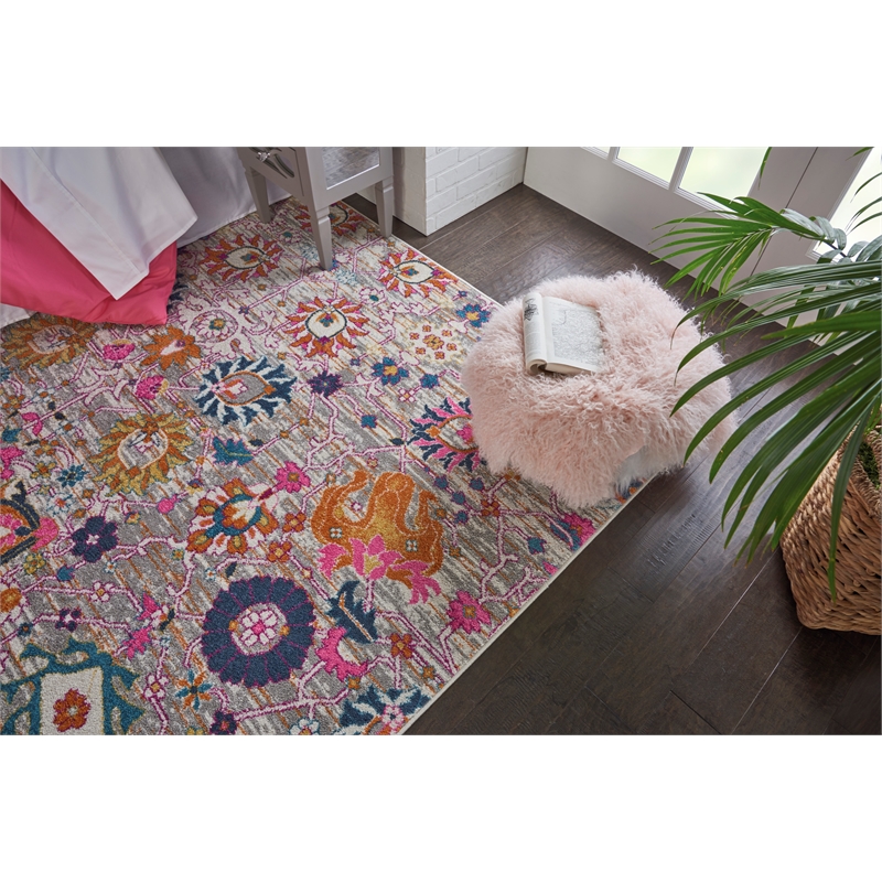 Nourison Passion 5' x 7' Pink and Gray Fabric Bohemian Area Rug (5' x 7')
