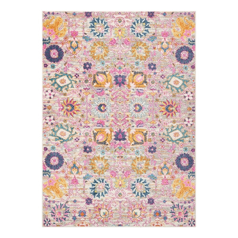 Nourison Passion 5' x 7' Pink and Gray Fabric Bohemian Area Rug (5' x 7')