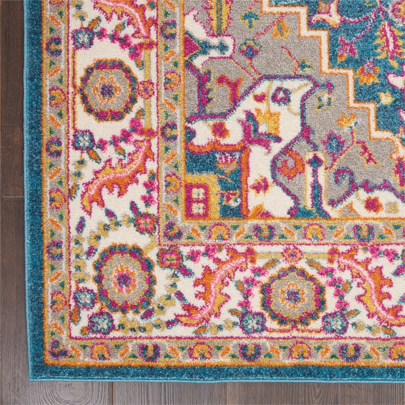 Nourison Passion 5' x 7' Teal Multicolor Fabric Bohemian Area Rug (5' x 7')