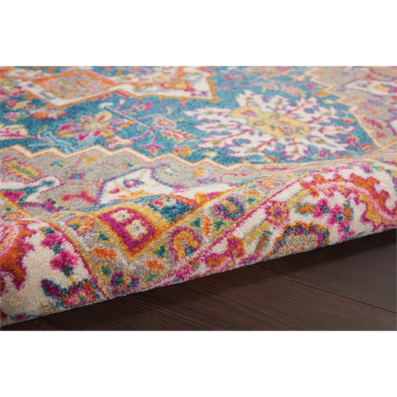 Nourison Passion 5' x 7' Teal Multicolor Fabric Bohemian Area Rug (5' x 7')