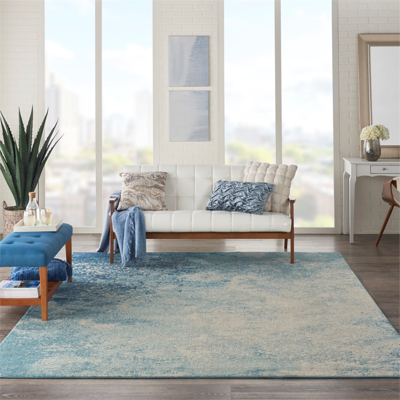 Nourison Passion 7' x 10' Navy Light Blue Fabric Modern Area Rug (7' x 10')