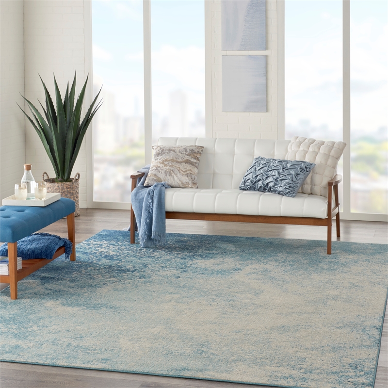 Nourison Passion 8' x 10' Navy Light Blue Fabric Modern Area Rug (8' x 10')