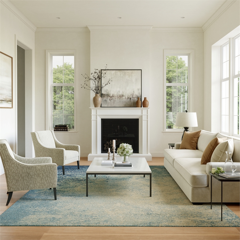 Nourison Passion 8' x 10' Navy Light Blue Fabric Modern Area Rug (8' x 10')