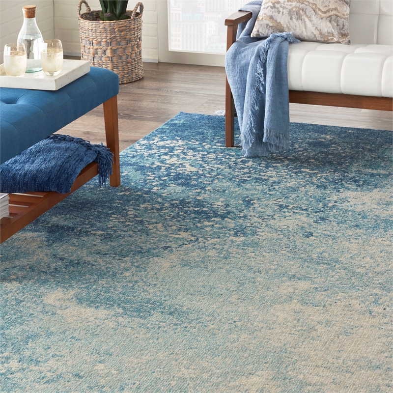 Nourison Passion 8' x 10' Navy Light Blue Fabric Modern Area Rug (8' x 10')