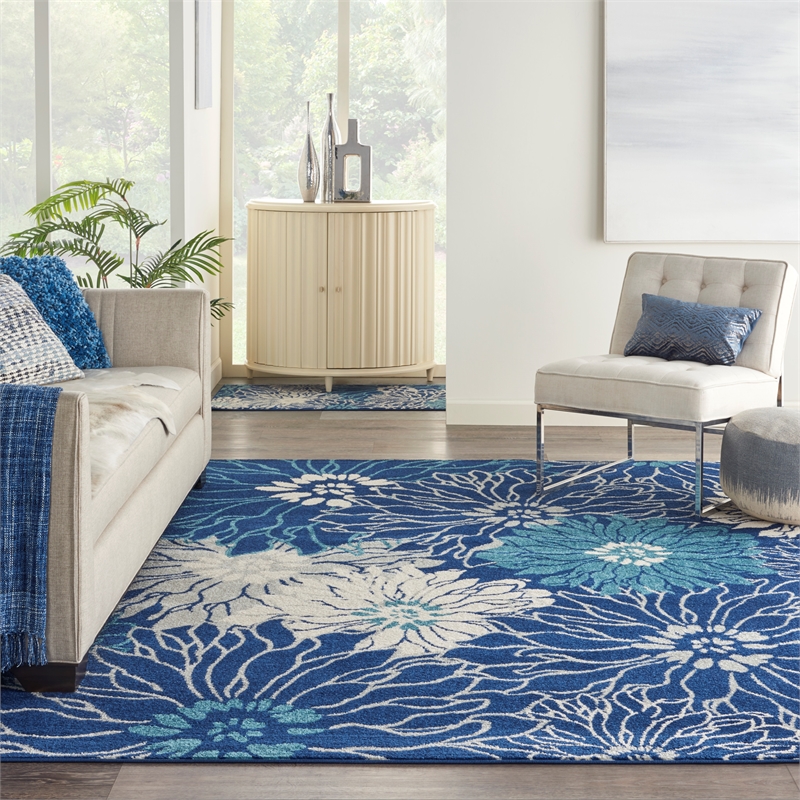 Nourison Passion 8' x 10' Navy Ivory Fabric Contemporary Area Rug (8' x 10')