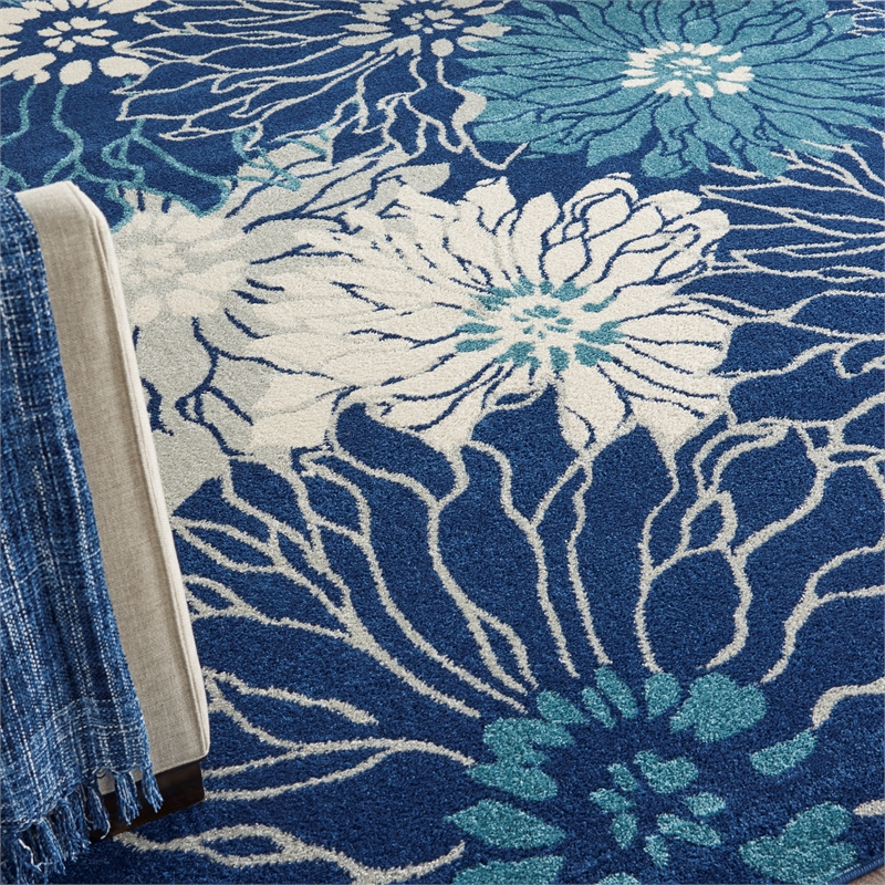 Nourison Passion 8' x 10' Navy Ivory Fabric Contemporary Area Rug (8' x 10')