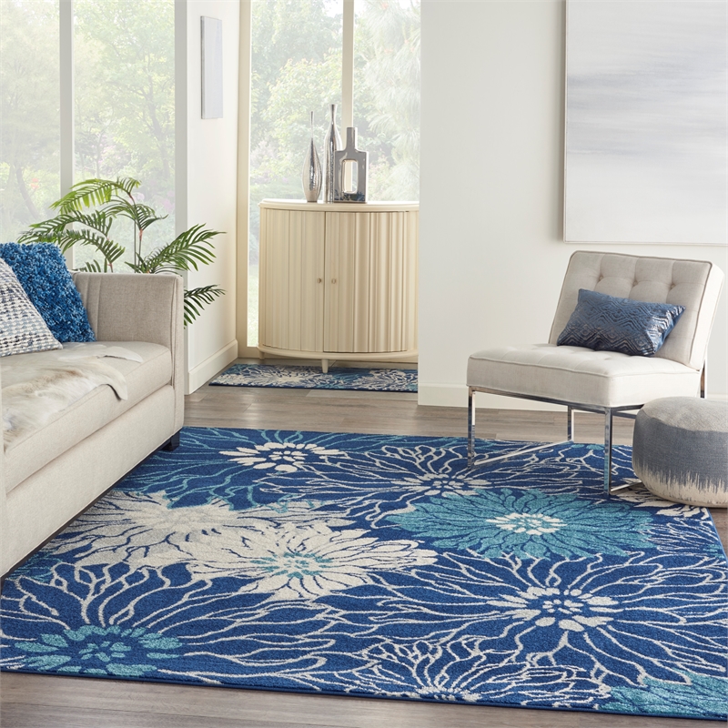 Nourison Passion 8' x 10' Navy Ivory Fabric Contemporary Area Rug (8' x 10')