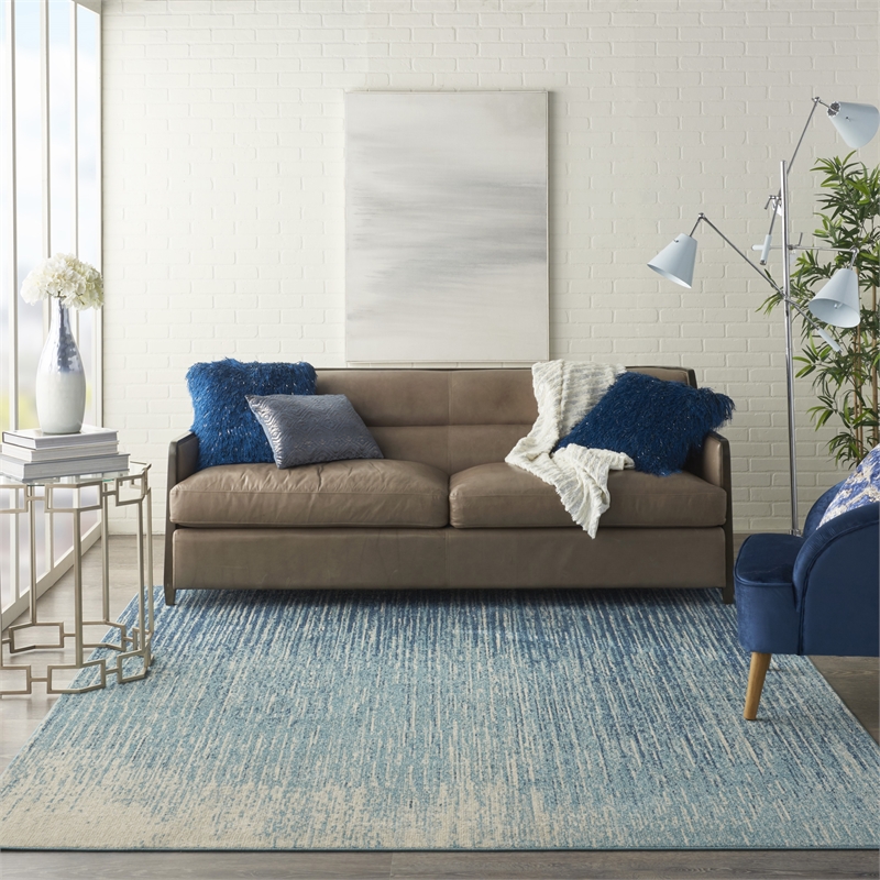 Nourison Passion 8' x 10' Navy/Light Blue Modern Indoor Rug Polypropylene