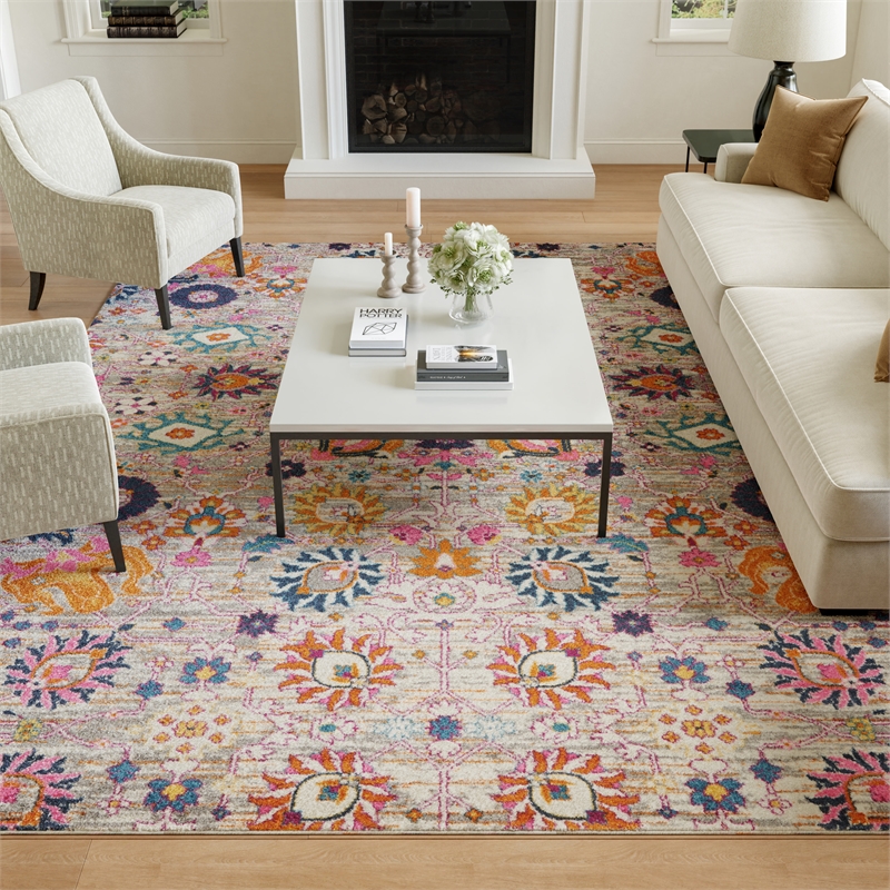 Nourison Passion 8' x 10' Pink and Gray Fabric Bohemian Area Rug (8' x 10')