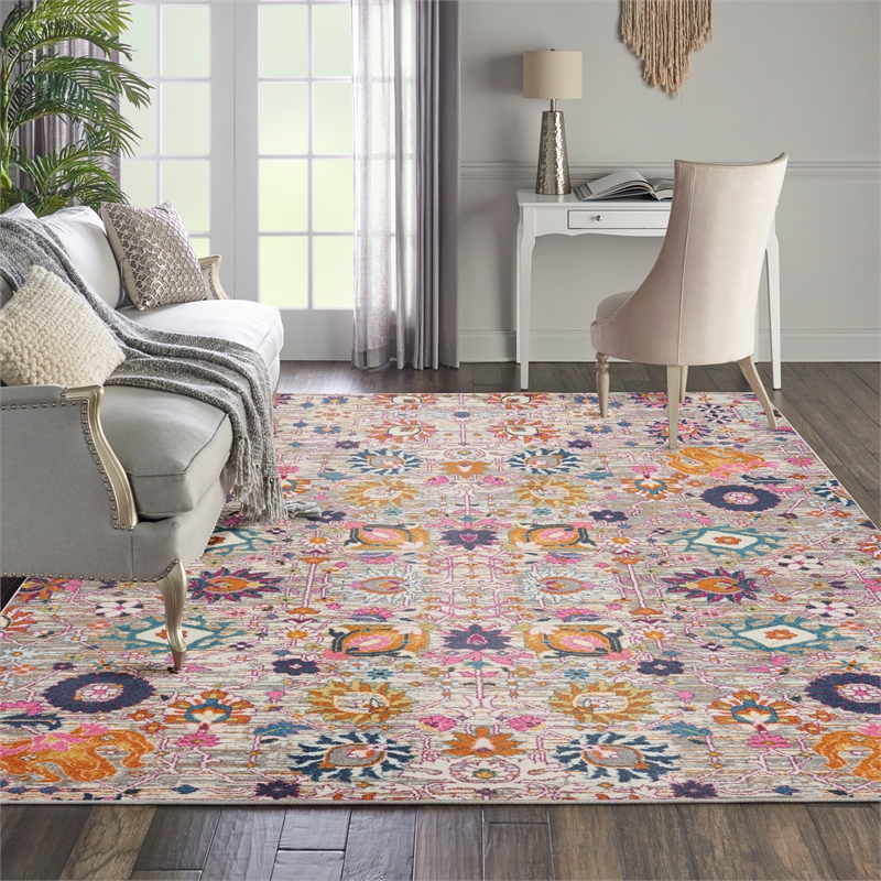 Nourison Passion 8' x 10' Pink and Gray Fabric Bohemian Area Rug (8' x 10')