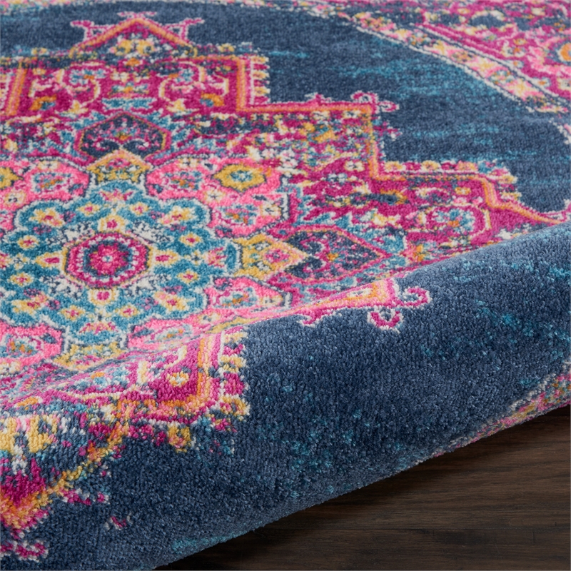 Nourison Passion 5' x Round Blue Fabric Bohemian Area Rug (5' Round)