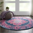 Nourison Passion 5' x Round Blue Fabric Bohemian Area Rug (5' Round)