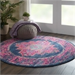 Nourison Passion 5' x Round Blue Fabric Bohemian Area Rug (5' Round)