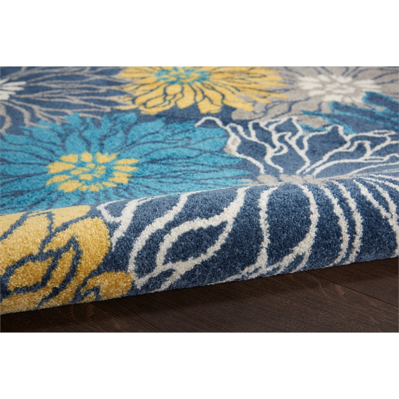 Nourison Passion 5' x Round Blue Fabric Contemporary Area Rug (5' Round)