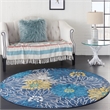 Nourison Passion 5' x Round Blue Fabric Contemporary Area Rug (5' Round)
