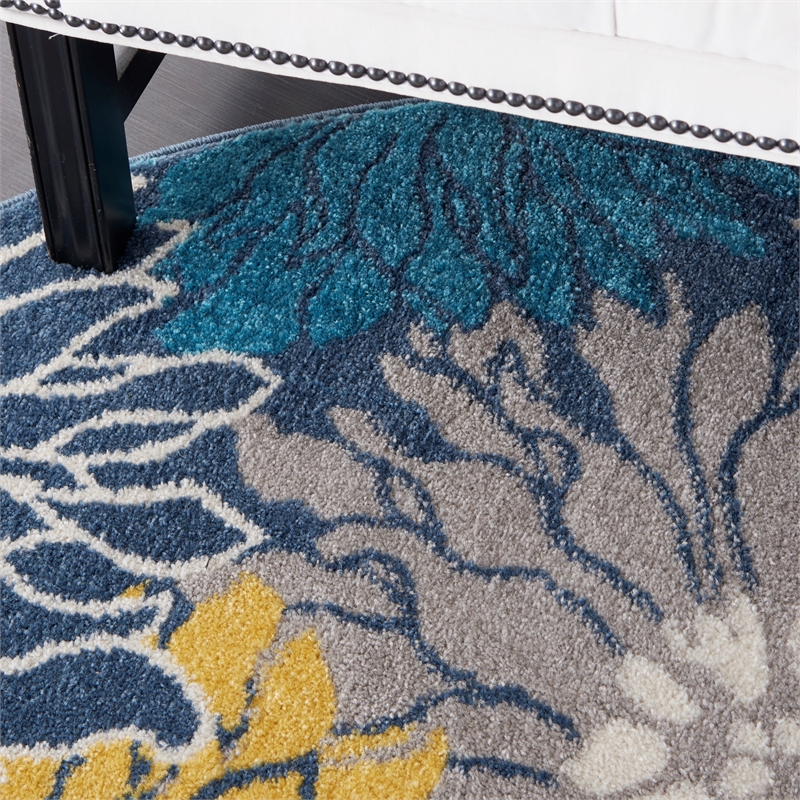 Nourison Passion 5' x Round Blue Fabric Contemporary Area Rug (5' Round)